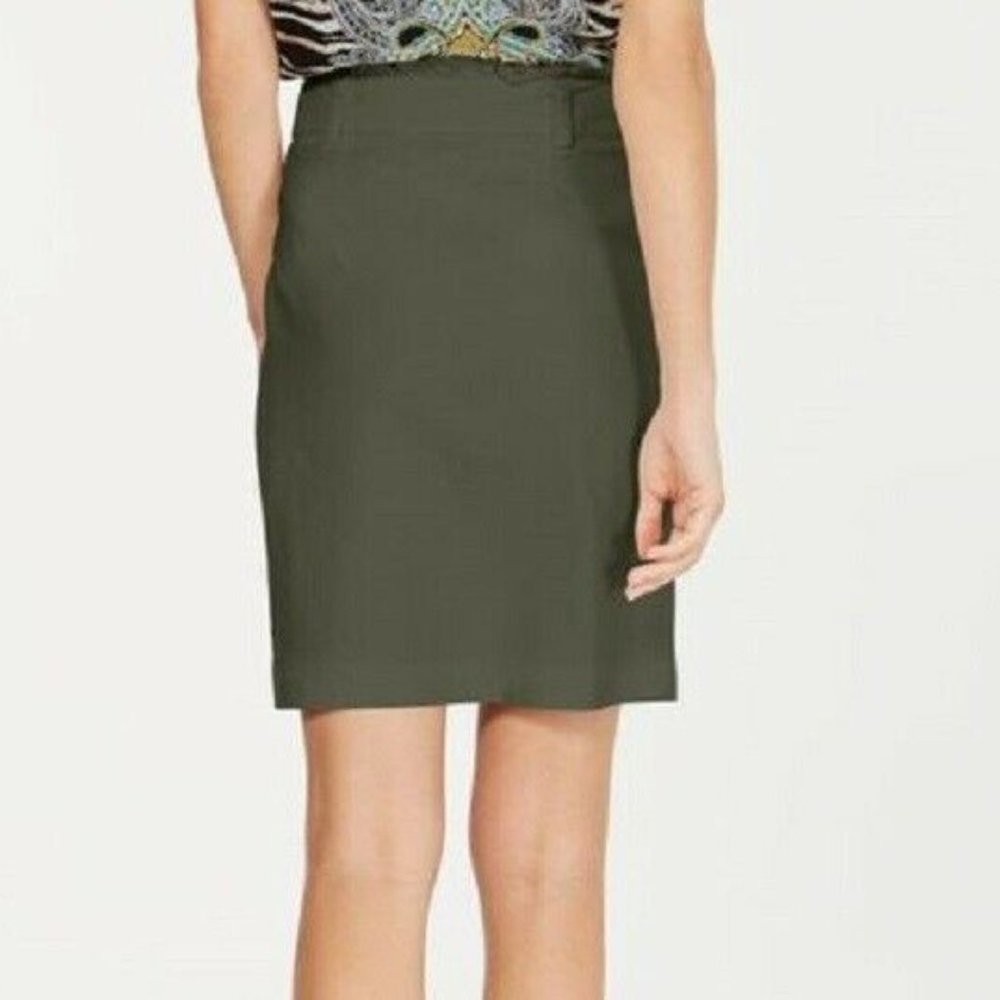 INC XL Olive Green Paper Bag Skirt NWT BL88-9 - Picture 2 of 5